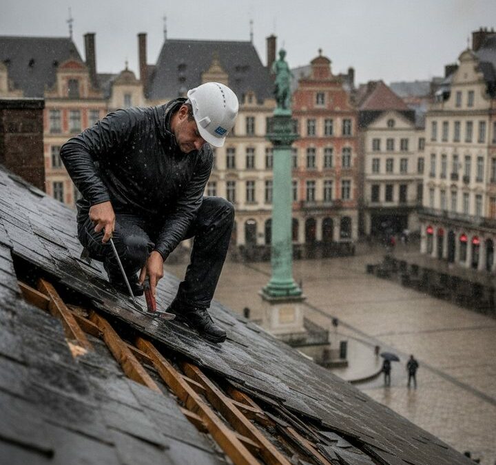 Réparation toiture rapide à Lille : quand l’urgence frappe sous la pluie du Nord